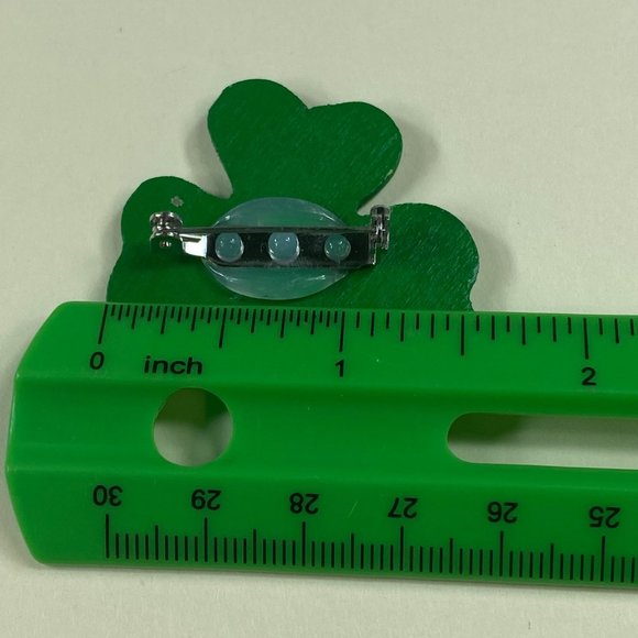 Shamrock Clover Pin Brooch St Patrick's Day March 17 Wood Green Unisex - Picture 6 of 9